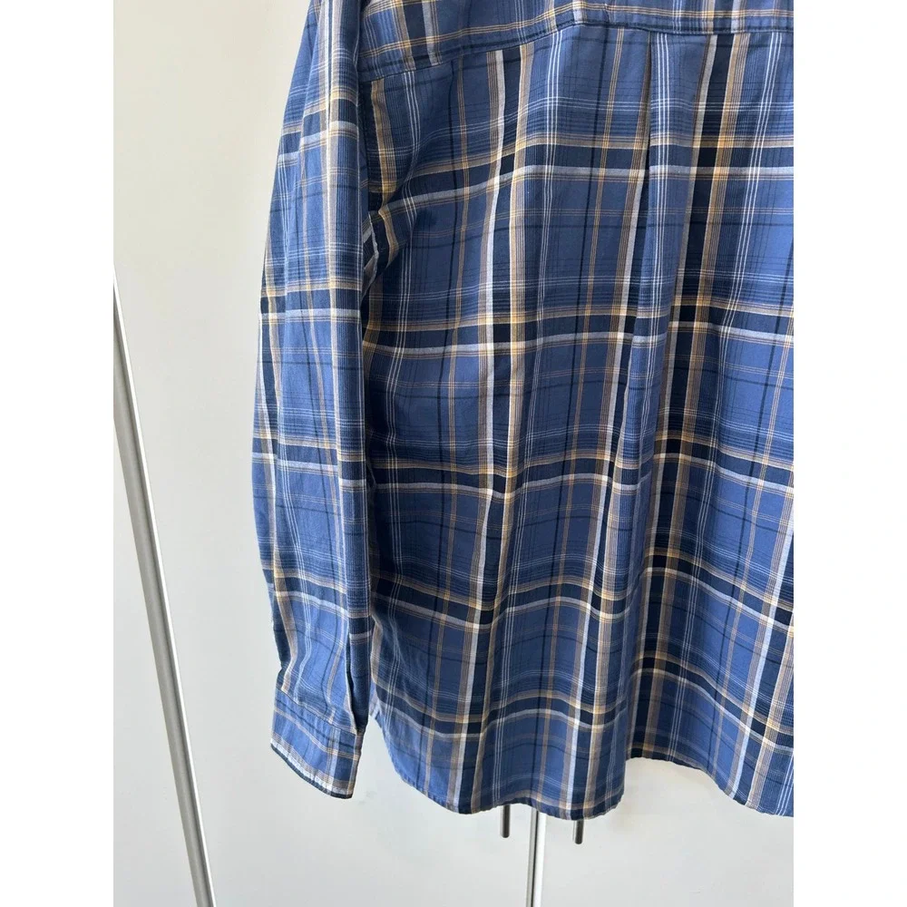 Wrangler‎ Rugged Wear Mens Blue Plaid Button Down Shirt XL RWL41MB